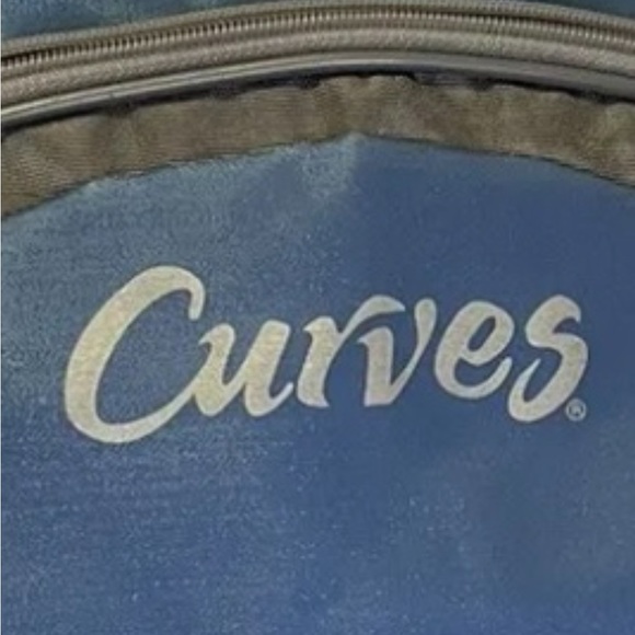 CURVES BLUE VINYL DUFFLE GYM TRAVEL BAG YOGA WORKOUT BAG/expandable - Picture 2 of 9